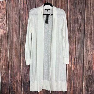 NEW BANANA REPUBLIC White Linen Blend Long Cardigan Sweater Sheer Size Small